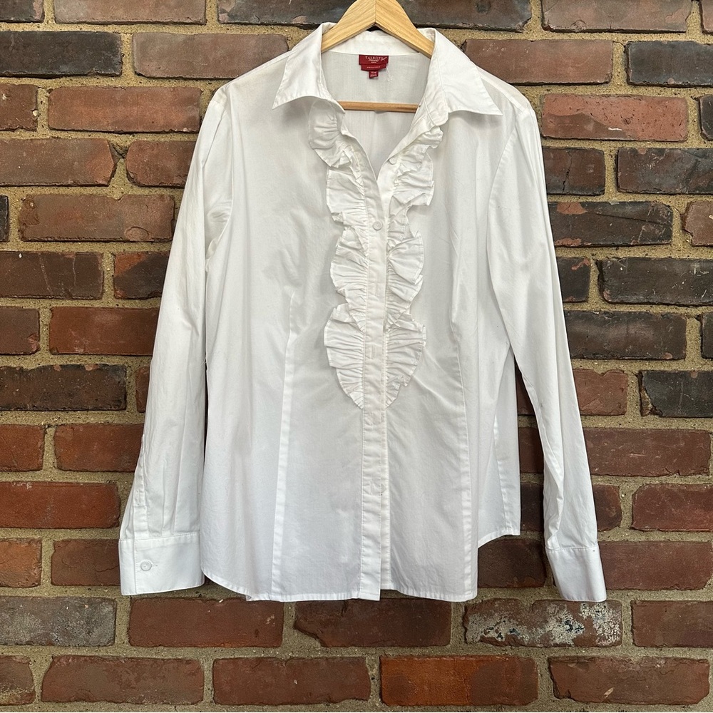 Talbots Stretch Popover White Button Front Shirt … - image 4
